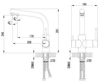 Смеситель для кухни Lemark Comfort LM3061PGS с подключением к фильтру питьевой воды серый шёлк